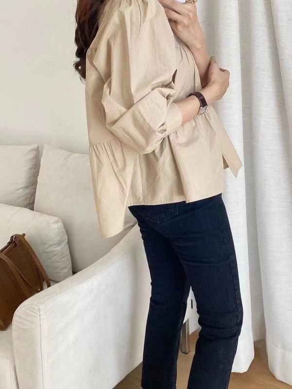 2023 Autumn Korean style light and familiar style shirt, long-sleeved shirt with pleated design and niche