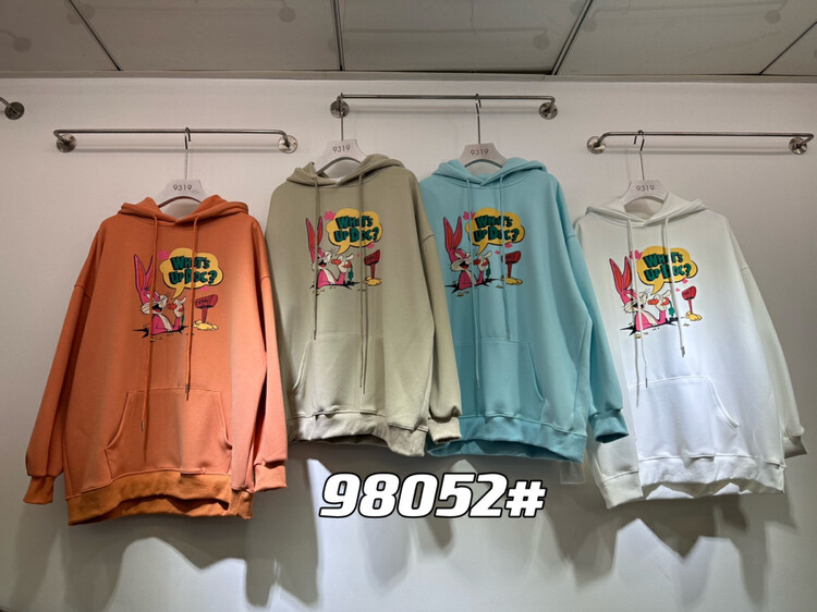 2023 early spring new! [9319] rabbit print hooded loose sweater 98052# L