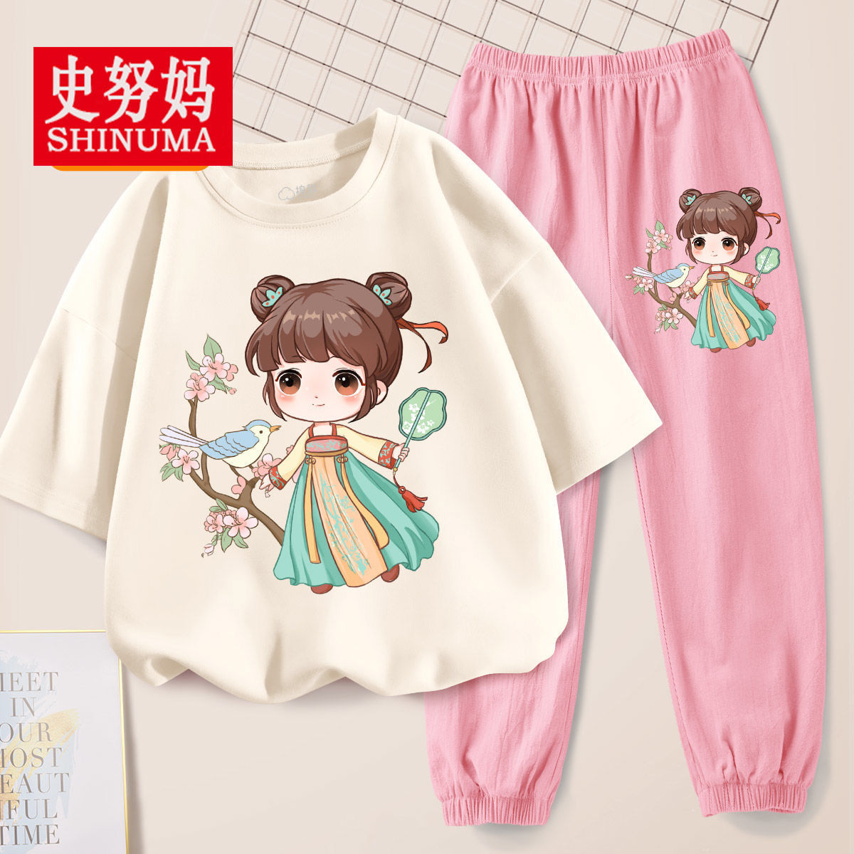 Girls' suit 2022 new 100% cotton short-sleeved trousers suit net red little girl foreign style summer dress two-piece set