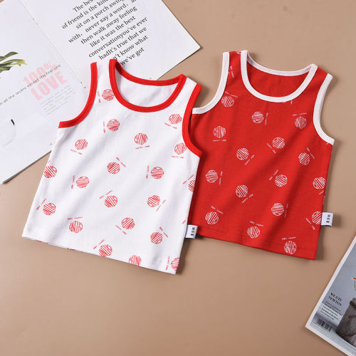 Baby vest pure cotton baby sleeveless bottoming shirt boys and girls children's belly protection clothes spring and summer thin section close-fitting