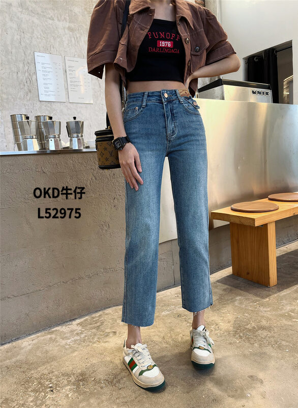 2023早春新款!【OKD】高腰直筒顯瘦百搭牛仔褲  52975#  ZXL
