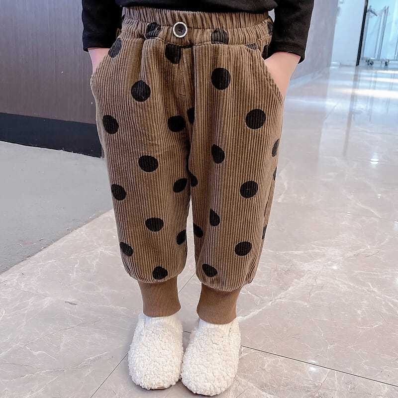 Girls' corduroy pants spring and autumn 2023 new foreign style children's Korean trousers girl baby plus velvet cotton pants winter clothes