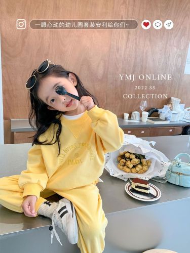 Girls' suit 2023 spring and autumn new children's sports and leisure two-piece suit trendy baby foreign style loose clothes