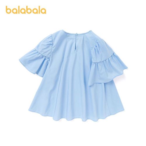 Balabala girls' short-sleeved shirt summer new Korean style princess style pullover short-sleeved cute forest top