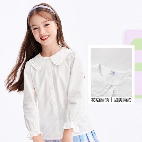 Balabala girl's shirt 2022 spring children's long-sleeved shirt doll collar trend 201122102005
