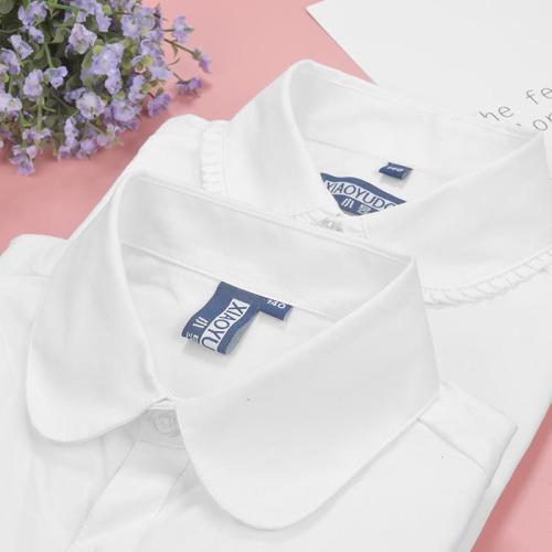 Girls white shirt children's cotton long-sleeved shirt white shirt primary and middle school students school uniform performance clothing lace pure cotton
