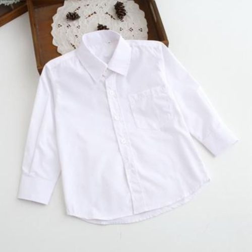 Children's long-sleeved white shirt, flower girl's dress shirt, Korean version of primary school student's shirt, boy and girl's costume