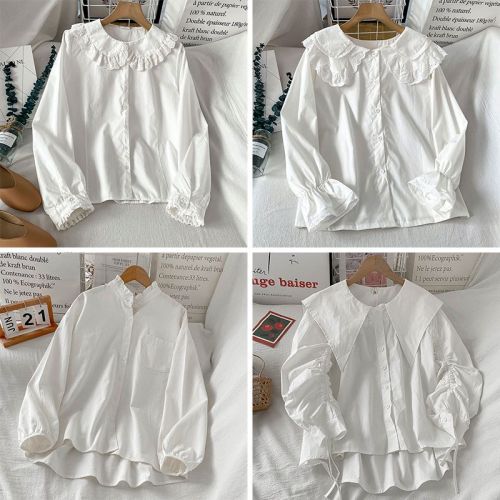 100% cotton college style lolita doll collar shirt female lolita spring and autumn all-match jk shirt long-sleeved top