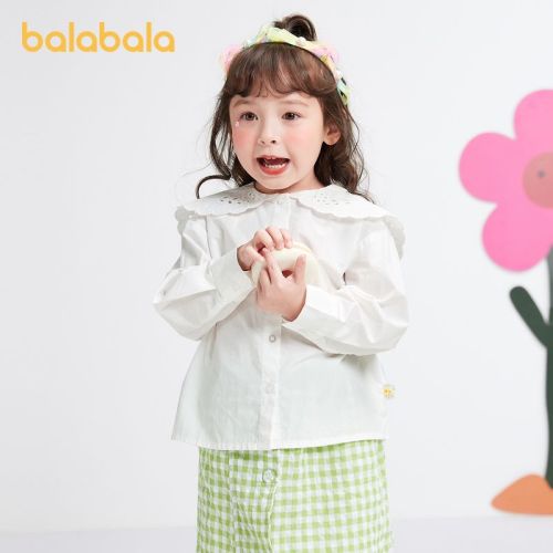 Balabala children's clothing girls' shirts children's shirts spring and autumn baby sweet children's white casual bottoming tops
