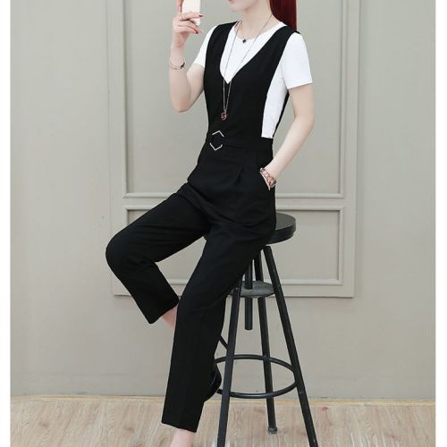 Overalls women's 2023 spring and summer new Korean version of high waist loose slim fashion casual suit jumpsuit Harem pants