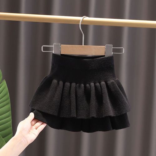 Girls' skirt  autumn new style black knitted skirt little girl princess skirt children's skirt