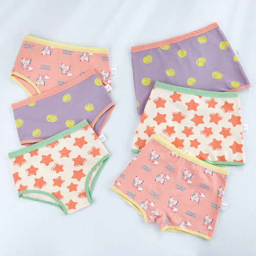 Children's underwear girls flat angle pure cotton triangle four corners baby girl middle and big children's shorts do not pinch the butt and are comfortable
