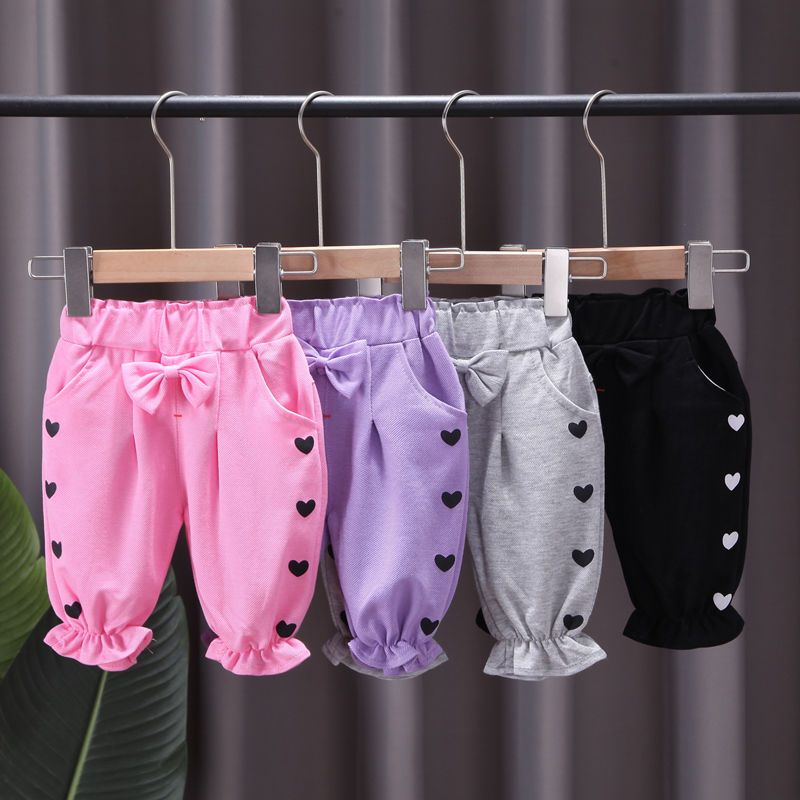 Girls cropped pants summer new 1-3 years old baby breathable anti-mosquito pants foreign style children's pants summer thin section