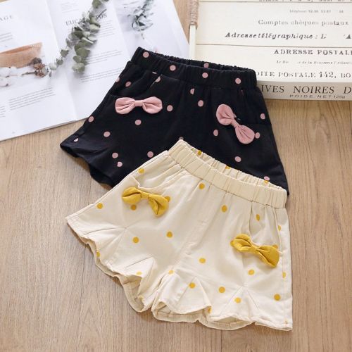 Girls' shorts wear 2023 new summer clothes children's foreign style little girls summer all-match hot pants wave point style
