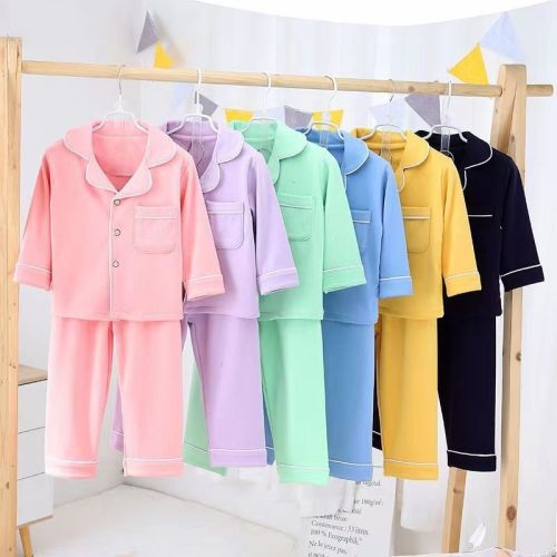 Autumn and winter new children's velvet home clothes suit boys and girls double-sided fleece long-sleeved heating pajamas two-piece set