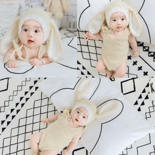Ins wind baby hundred days photo theme clothing long ears rabbit hat photo studio baby full moon half-year-old photo suit