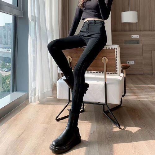 New product leggings women wear thin black high waist small feet pants 2023 spring new stretch tight black pants
