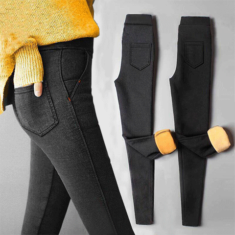 Plus velvet thickened imitation jeans women's bottoming outerwear winter new warm pencil pencil pants