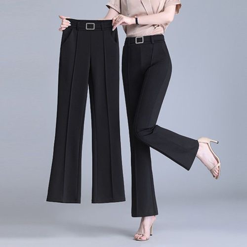 Spring and Autumn Ice Silk Flared Pants Women's High Waist Slim All-match Suit Pants Women's Straight Leg Pants Slim Slim Fashion Casual Pants