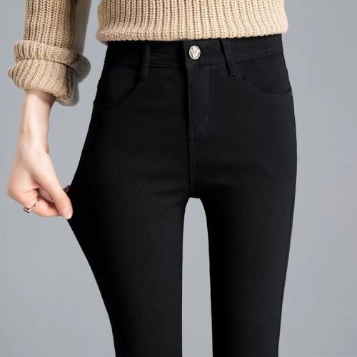Plus velvet / no velvet new black leggings for outer wear thin section tight pencil pants elastic slim pants