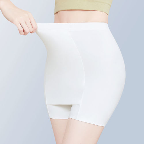 Double-layer ice silk safety pants women's anti-light and cover triangle area  new compartment leggings cover crotch shorts