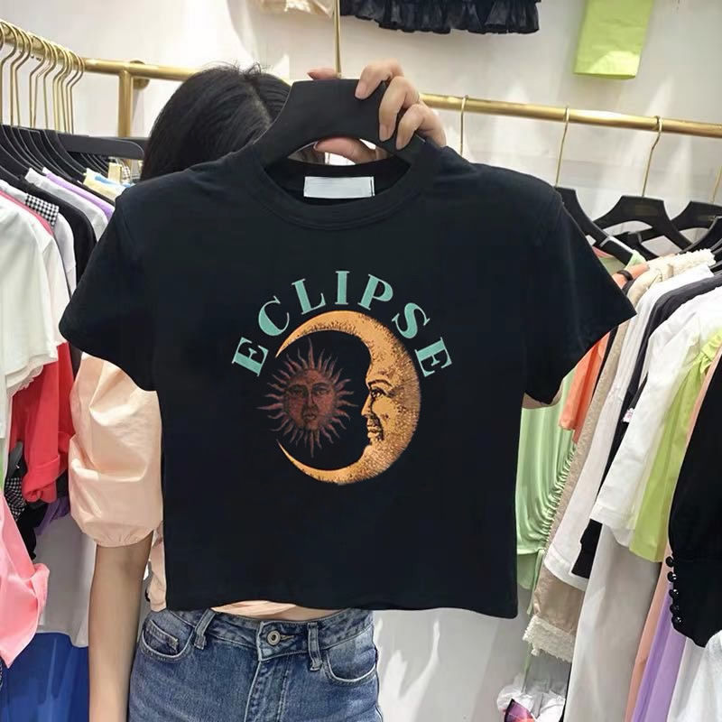 Summer dress Navel cropped women's top student short-sleeved shirt female slim high waist casual bottoming shirt