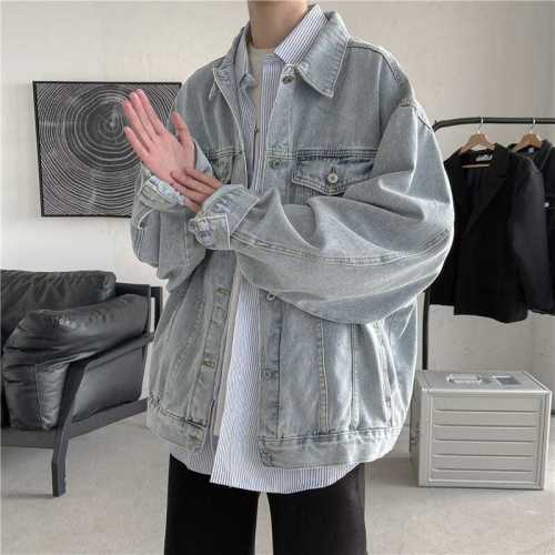 Spring and autumn denim jacket men's new handsome loose trendy brand student jacket Korean fashion top clothes