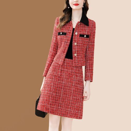 Temperament celebrity small fragrance suit skirt female 2022 autumn and winter new tweed suit short skirt small two-piece suit