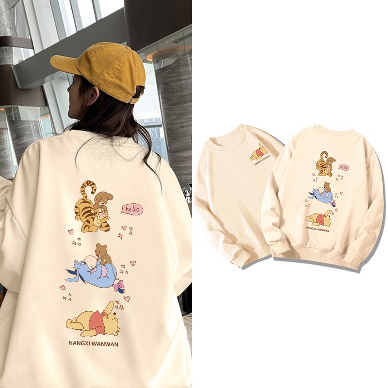 Milk round neck sweater female cartoon print autumn and winter 2023 new milk fufu top chic lazy wind plus velvet