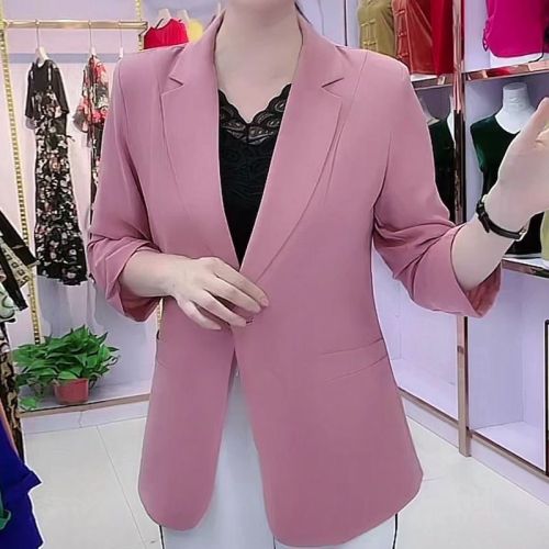 Mother's summer dress solid color waist short coat women's new nine-point sleeve sun protection top suit collar sun protection clothing women's clothing
