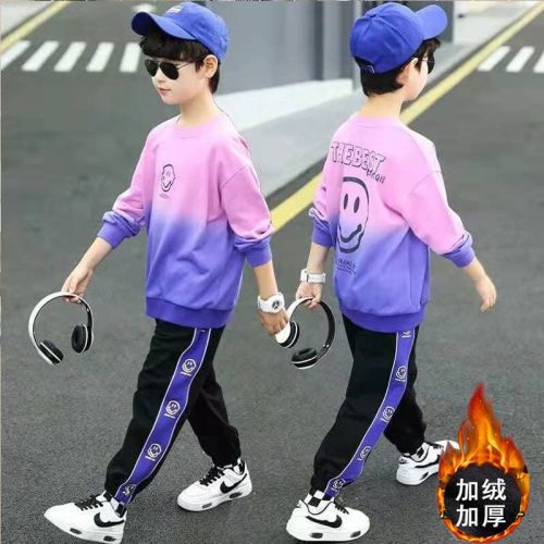 Children's clothing boys' long-sleeved sweater middle and big children's autumn all-match tops autumn clothes new spring and autumn children's boys two-piece