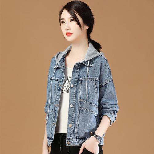 Korean trendy casual hooded denim short jacket women's loose Korean version BF spring and autumn new jacket tops