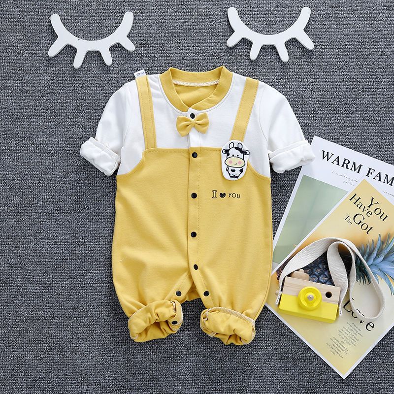 Baby jumpsuit pure cotton spring and autumn baby romper newborn clothes baby pajamas men and women 0-2 years old