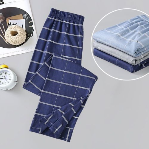 Men's pajama pants pure cotton thin section air-conditioned pants high waist loose home pants summer casual trousers middle-aged and elderly line pants