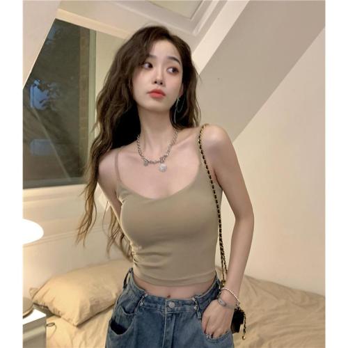 Clavicle Fine Shoulder Strap Small Vest Female Beauty Back Summer Slim Sexy Short Section With Chest Pad Small Suspenders Inner Top