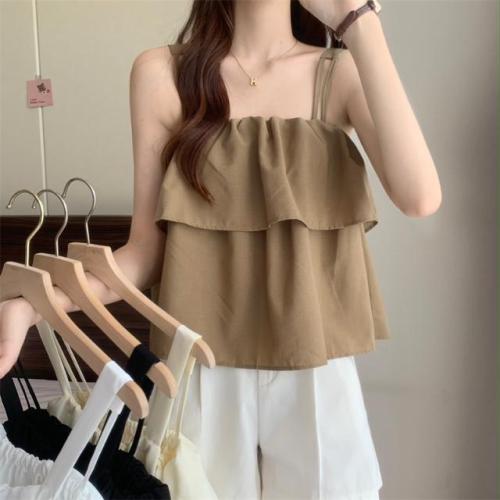 Two-sided chic and sweet sleeveless vest shirt summer 2023 new design sense niche temperament top trend
