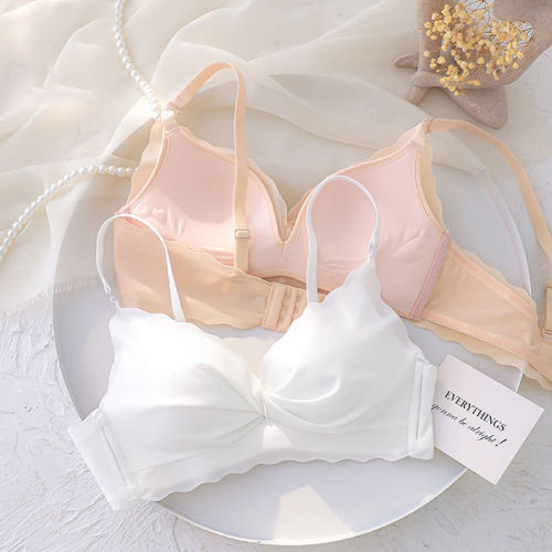 Non-marking underwear women's thin section small chest special gathered no steel ring bra collection breast milk anti-sagging white bra set