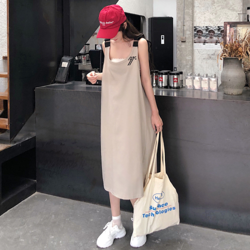 Real shot 9935 summer dress female hip hop fashion foreign style loose and thin, wearing 6535 cotton strap skirt