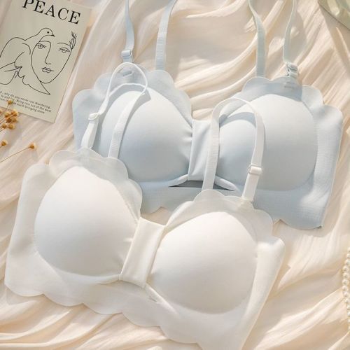 Seamless tube top pure desire underwear women's strapless thin section gather big breasts to show small girls no steel ring bra set