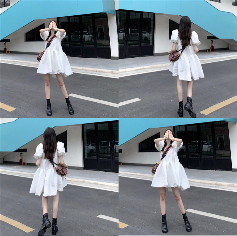 Real Price ~Autumn Retro Style Including Thickened Bubble Sleeve Super-high Waist Doll Skirt