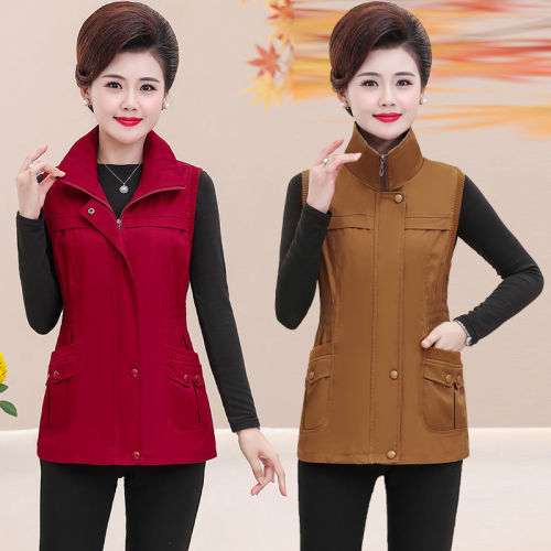 Middle-aged mother's spring and autumn pure cotton vest Korean version of the new middle-aged and elderly people's self-cultivation sleeveless vest vest