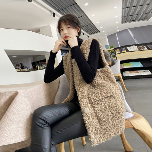 Lamb wool vest women's 2022 spring and autumn new Korean version thickened loose all-match fur plush waistcoat jacket