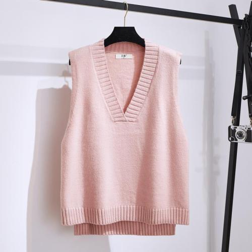 Large size vest female autumn and winter 220 catties extra large size 200 fat MM loose V-neck knitted vest with sweater vest