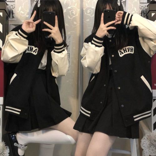 Coat women's  new spring and autumn thin section ins tide all-match junior high school high school college wind girl top baseball uniform