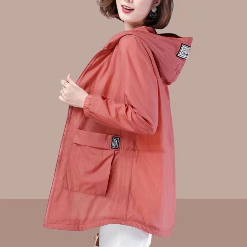 [80-200 catties] Large size casual mid-length sun protection clothing women's  spring and summer new Korean version loose sun protection clothing