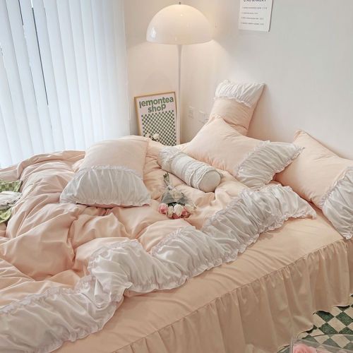 Summer high-value princess gentle wind super soft bed four-piece dormitory upper and lower bunk girls' bed sheets three-piece set