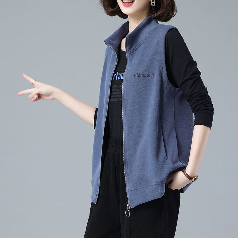 Casual short vest women's spring and autumn 2023 new middle-aged mother large size thin model wearing vest vest vest