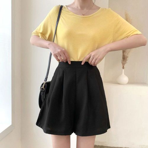 Shorts women's summer loose large size fat mm summer students look thin straight black a-line suit wide-leg hakama 200 catties