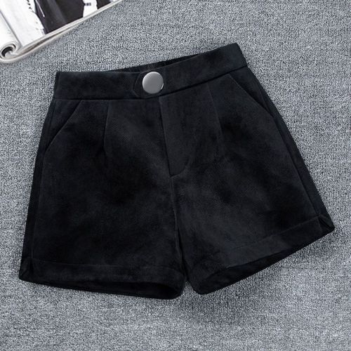 Elastic high waist gold velvet shorts women's autumn and winter loose  new style outerwear wide-leg A-line casual black boot pants