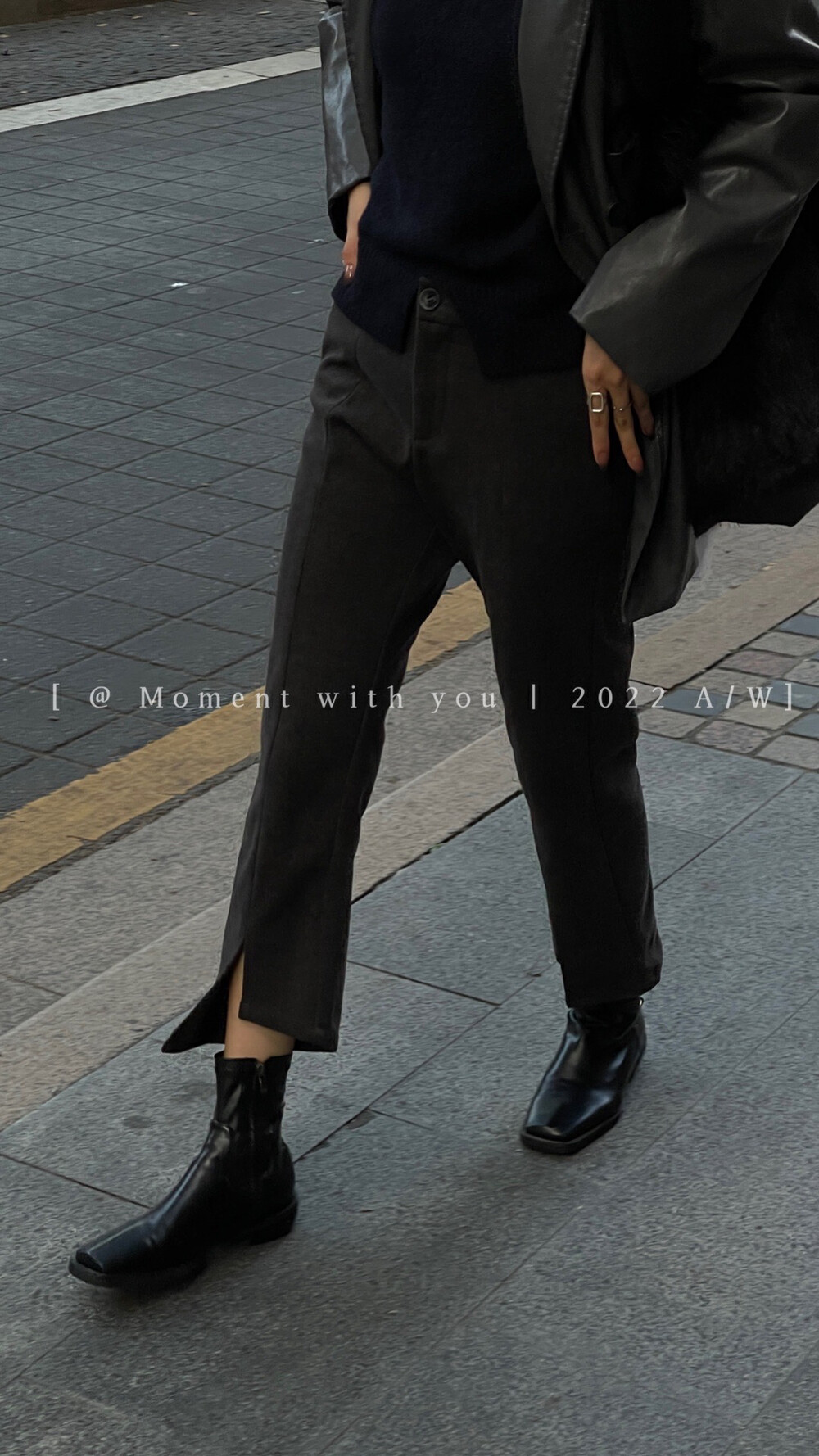 Original price 65.42! 【MOMENT WITH YOU】Korean style slit slim fit casual pants 2M203-1# LSW